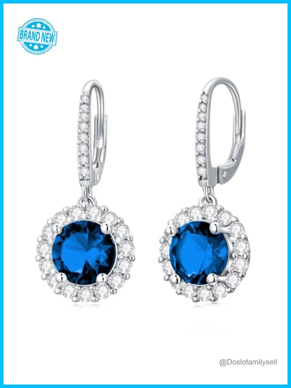 Sterling Silver Birthstone Dangle Earrings Lab Diamond Accent Leverback